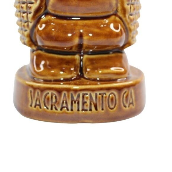 The Jungle Bird  Tiki Mug From Sacramento CA 1st Edition Glossy Brown Glaze - Picture 9 of 11